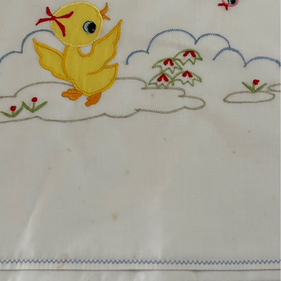 NOS  Lillian Vernon Ducks Birds Crib set Flat Sheet & Pillowcase ~Unused - Picture 2 of 5